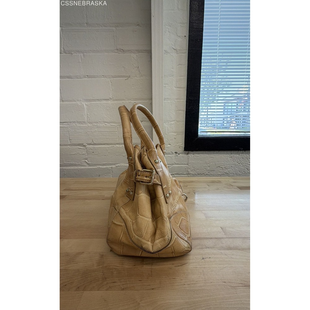 Dooney & Bourke Tan Belvedere Croc Embossed Leather Logo Lock Hobo Bag Large - Picture 2 of 11